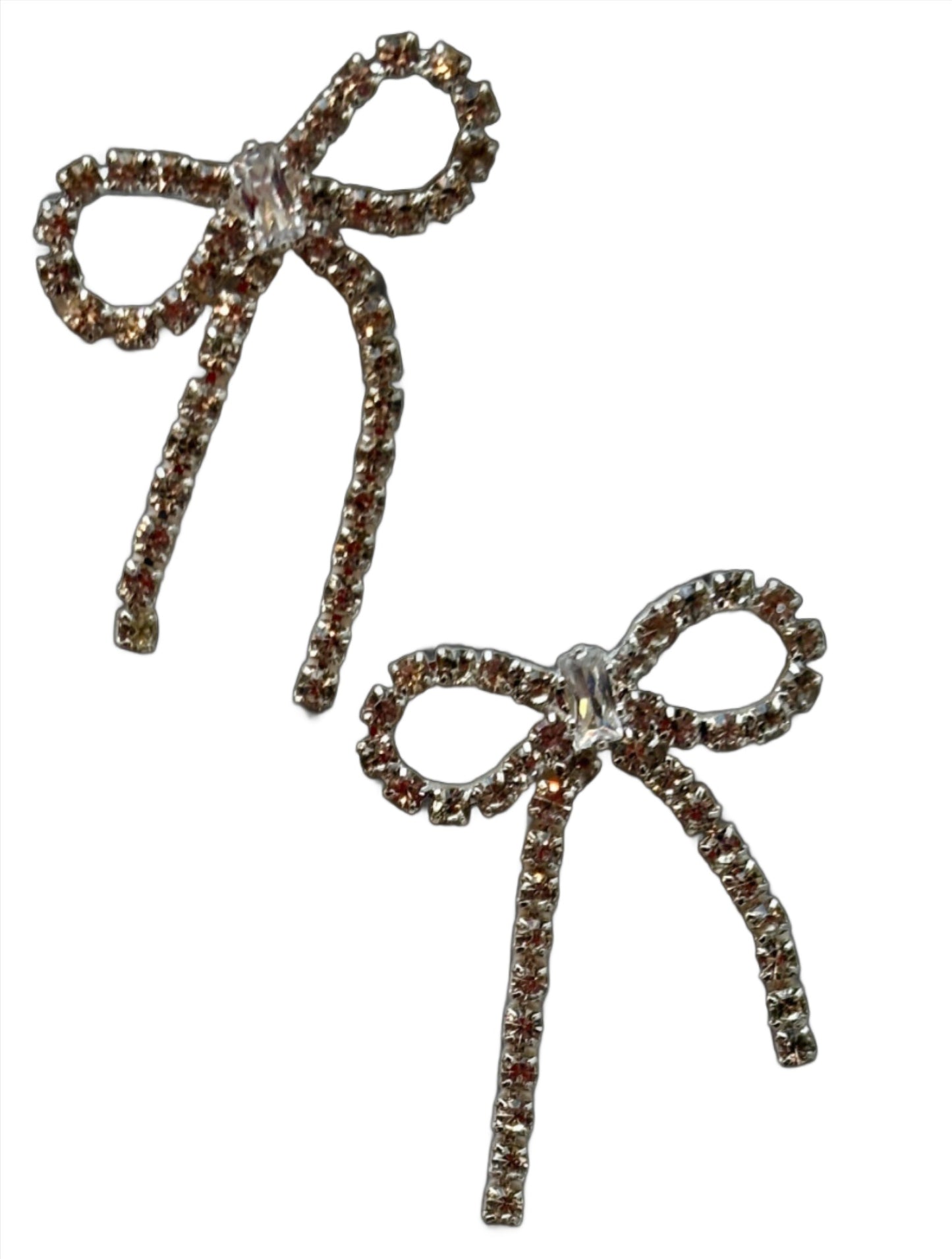 Clear Stone Bow Earrings