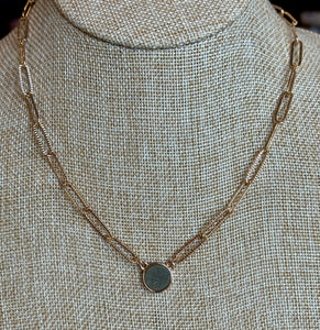 Druzy Stone Link Necklace