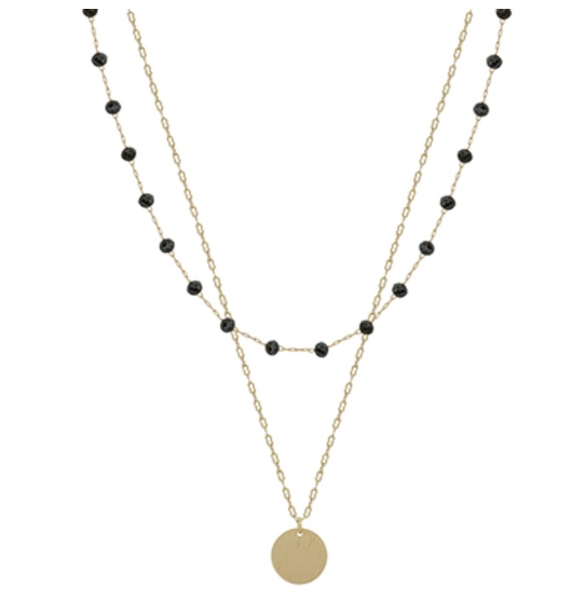 Crystal Necklace with Coin Accent