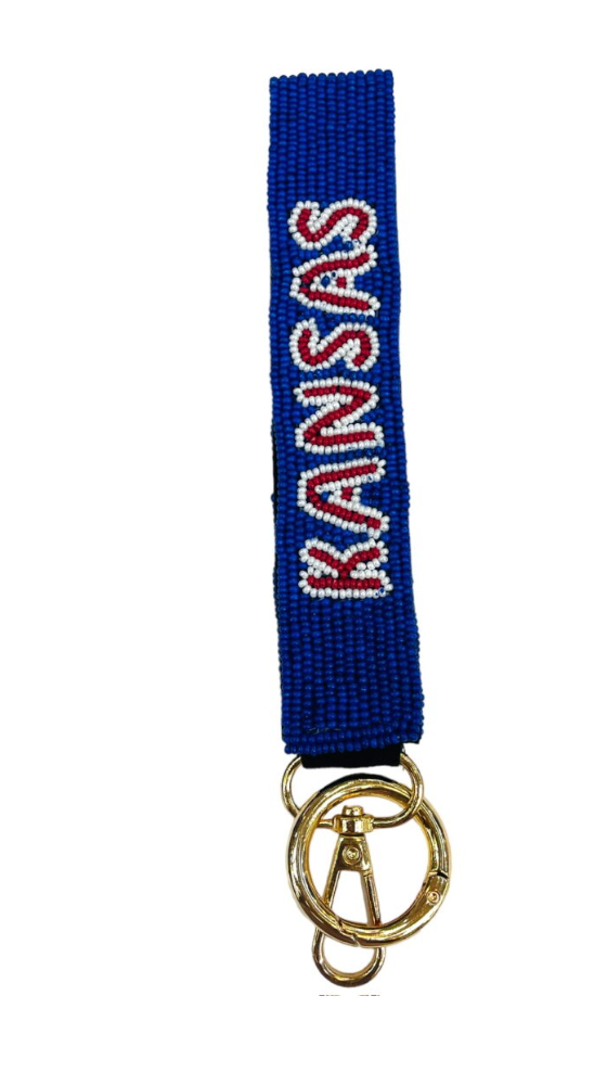 Kansas Gameday Beaded Wristlet Keychain