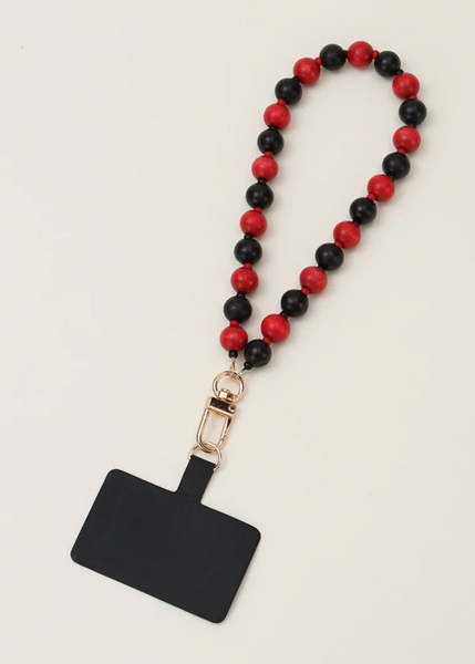 Wood Beaded Cellphone Wristlet