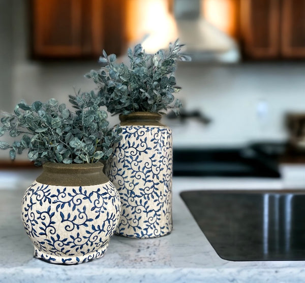 Blue Transferware Vase