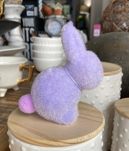 Flocked Pastel Seated Bunny