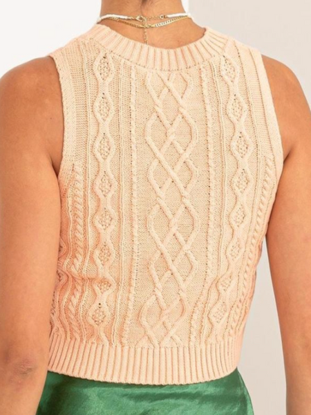 cropped cable knit sweater vest