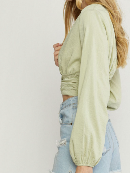 sage cropped long sleeve top entro