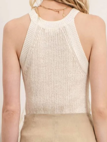 oatmeal cable knit tank top
