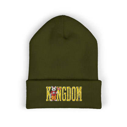 Kingdom Embroidered Beanie — Cuffed Knit Hat with Bear Design