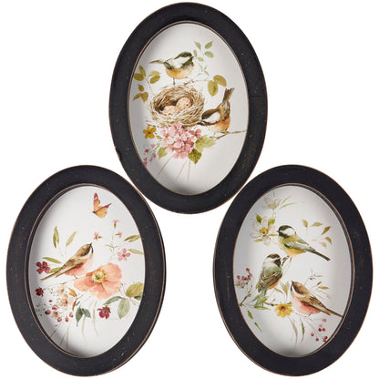 Chickadee Birds wall Hanging Decor Set