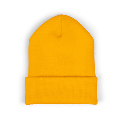 Kingdom Embroidered Beanie — Cuffed Knit Hat with Bear Design