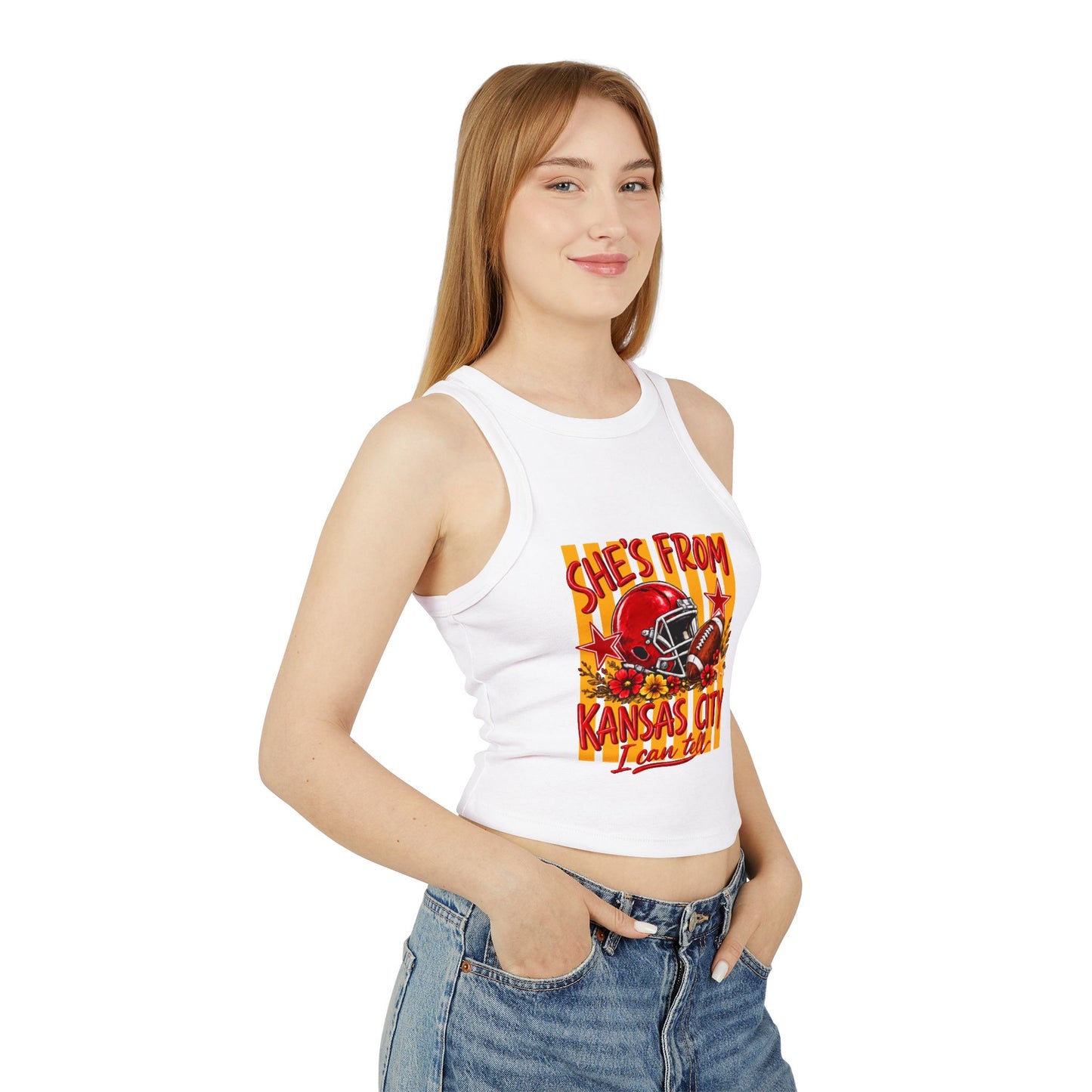Racer Tank - She's From Kansas City Football Graphic