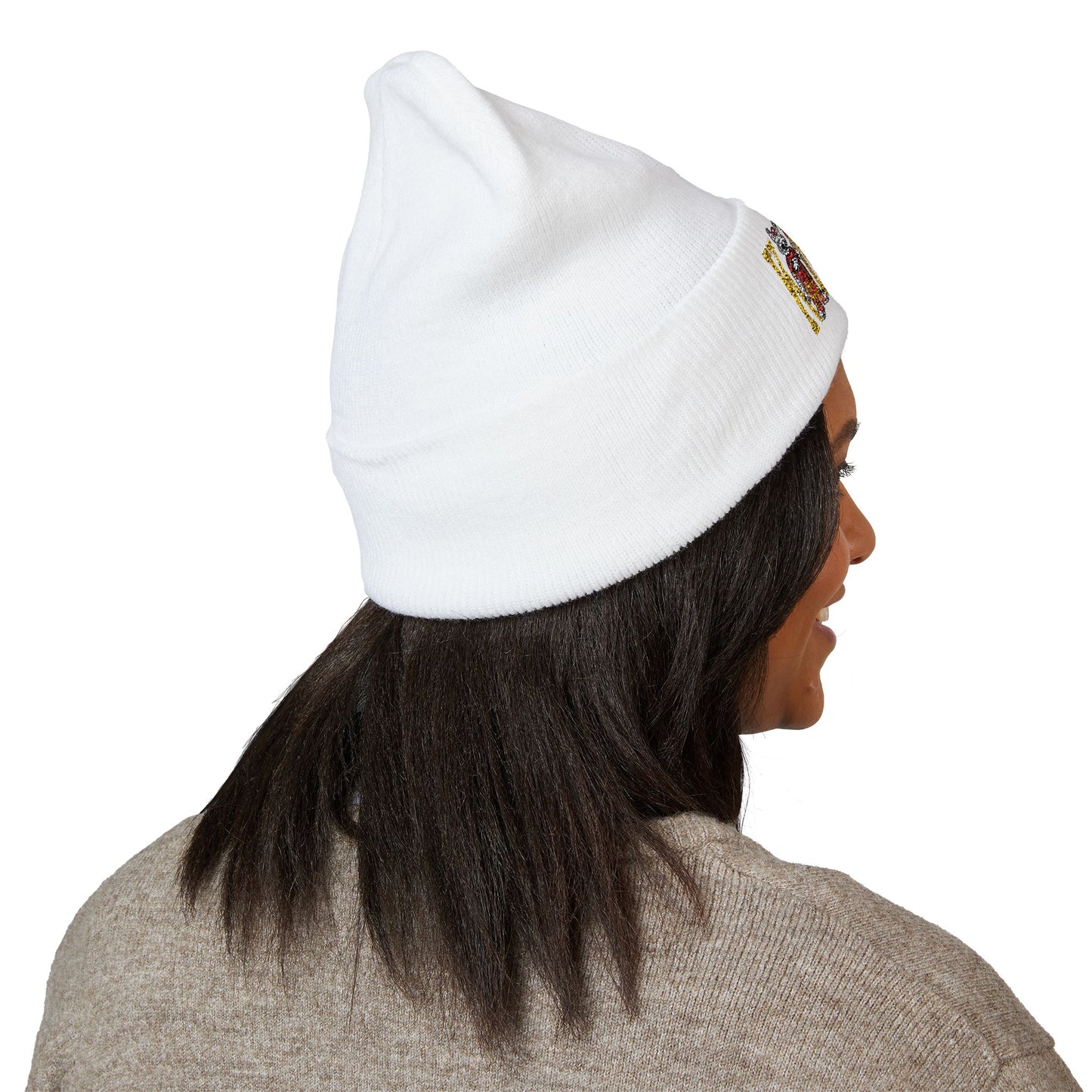 Kingdom Embroidered Beanie — Cuffed Knit Hat with Bear Design