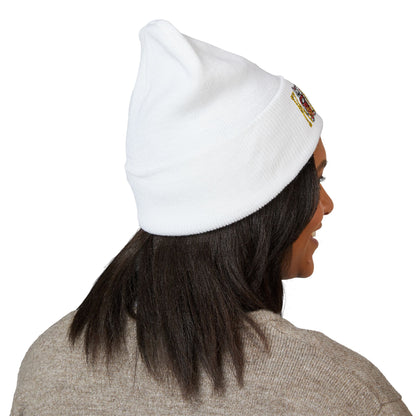 Kingdom Embroidered Beanie — Cuffed Knit Hat with Bear Design