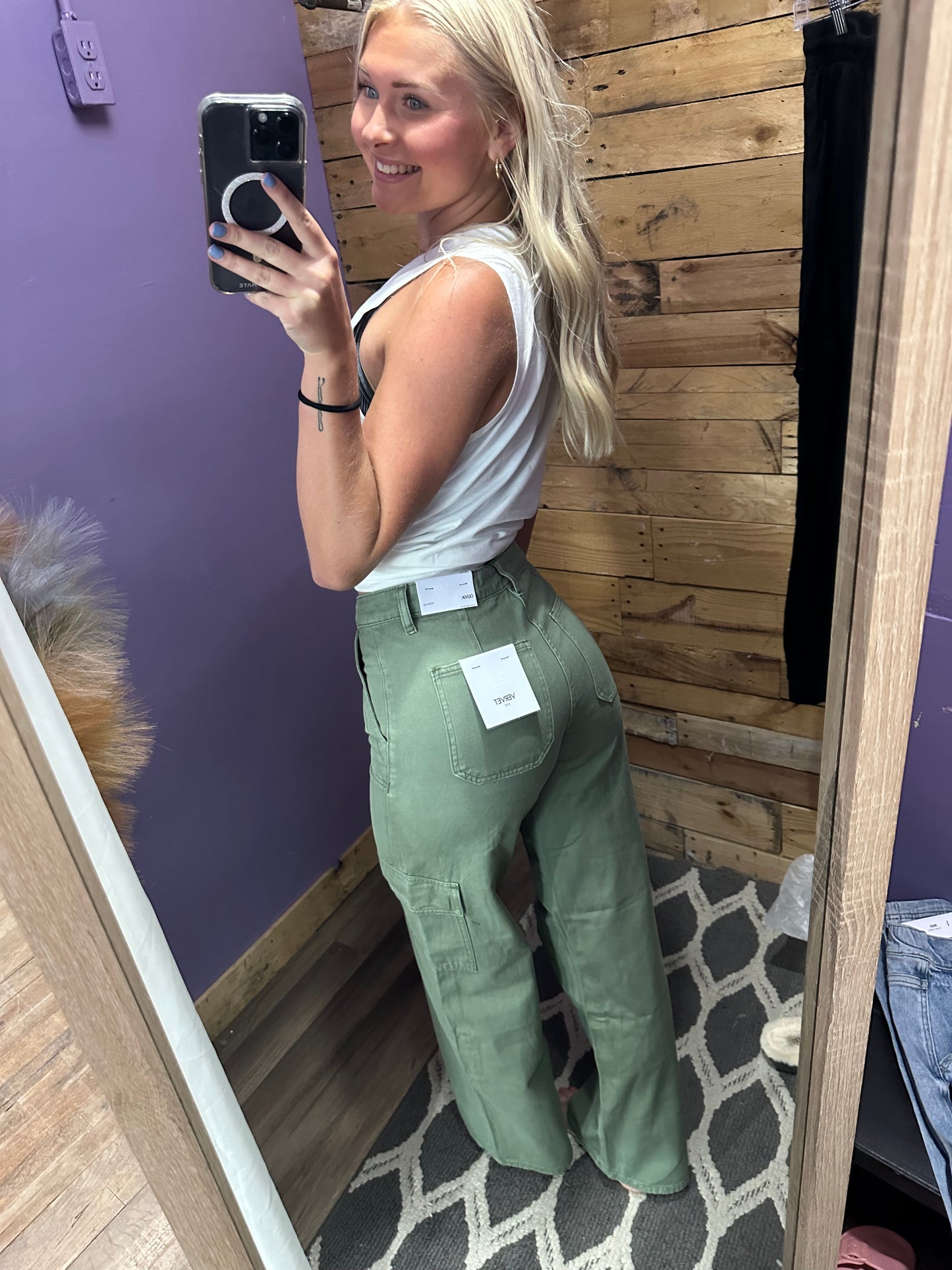 SALLI HIGH RISE CARGO WIDE LEG JEANS