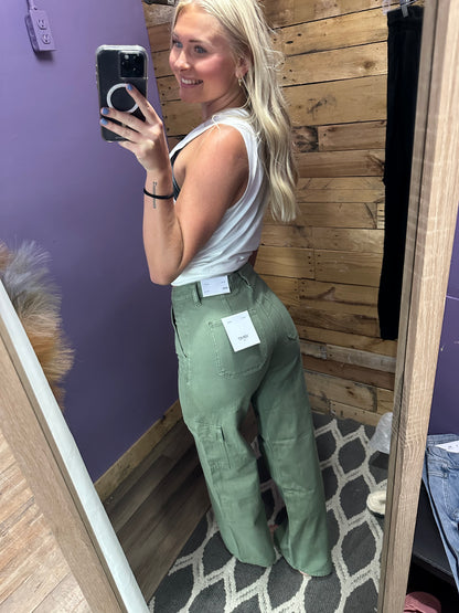 SALLI HIGH RISE CARGO WIDE LEG JEANS