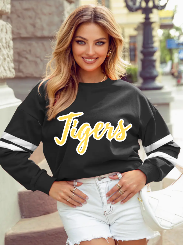 Tigers Stripe Sleeve Sweatshirt