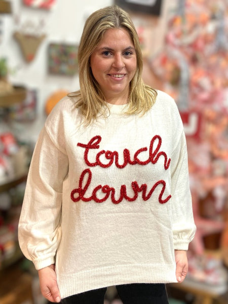 Touchdown  Metallic Letter Sweater