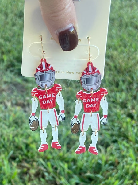 Kansas City Football Player Earrings