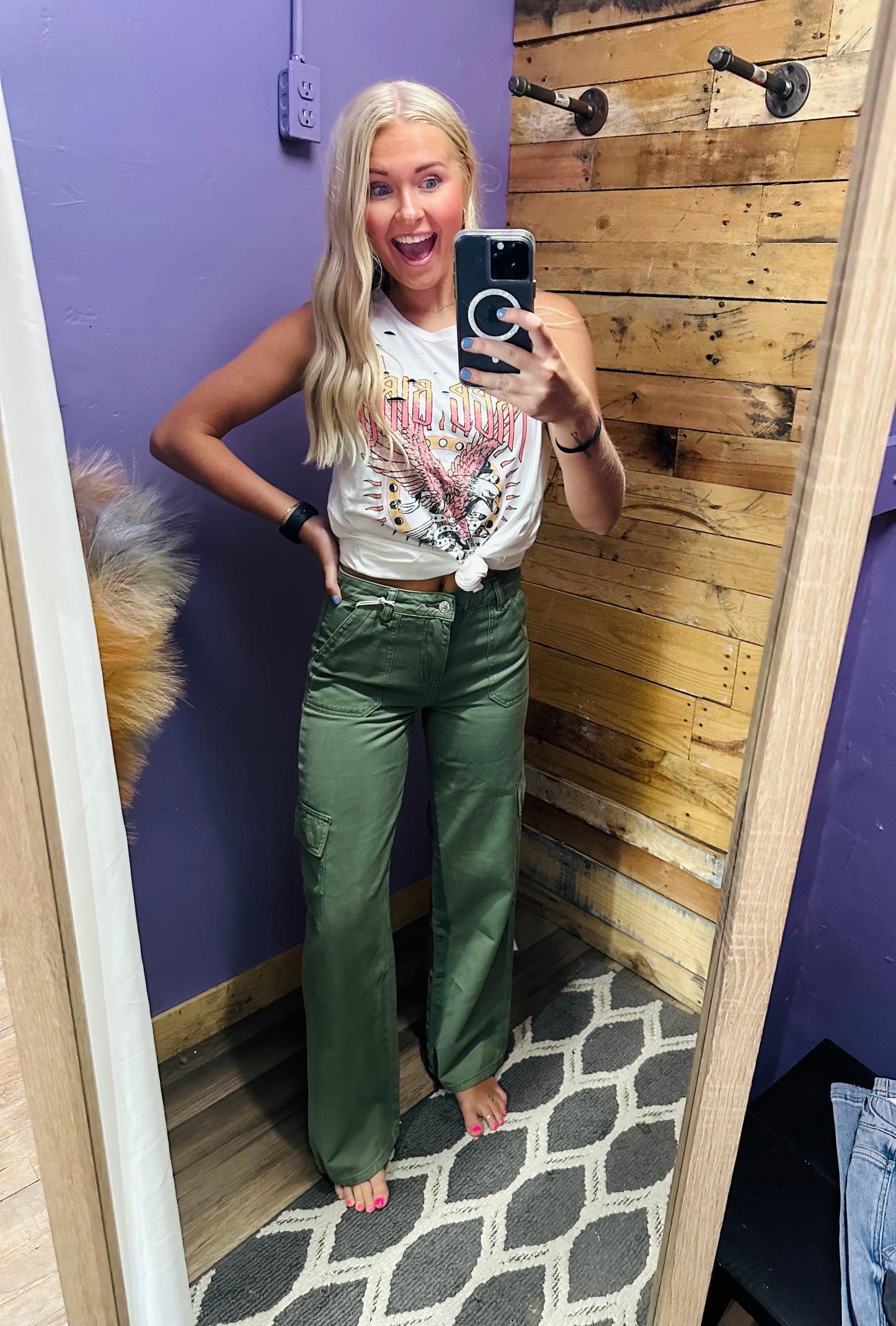 SALLI HIGH RISE CARGO WIDE LEG JEANS