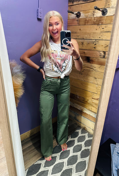 SALLI HIGH RISE CARGO WIDE LEG JEANS