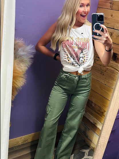 SALLI HIGH RISE CARGO WIDE LEG JEANS