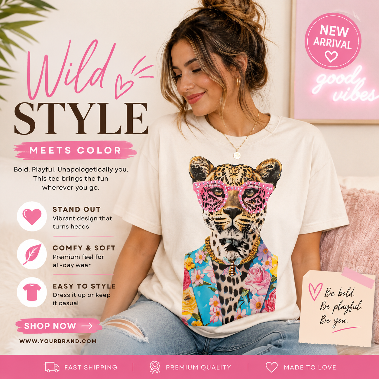 Leopard in Floral Suit Tee