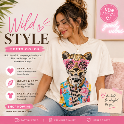 Leopard in Floral Suit Tee