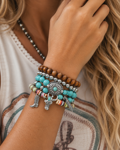 Boho Western Stretch Bracelet Set