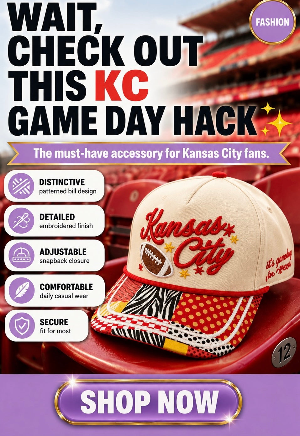 Kansas City Football Patchwork Trucker Hat