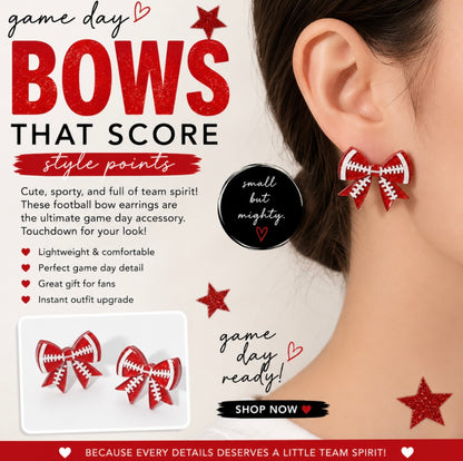 Football Bow Stud Earrings