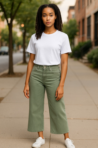 OLIVIA HIGH RISE CROP WIDE LEG JEANS