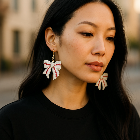 Baseball Bow Earrings