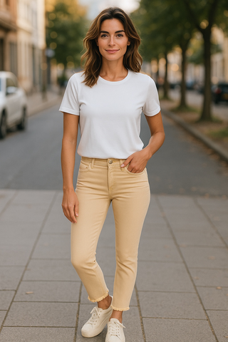 MELISSA MID RISE CROP STRAIGHT LEG JEANS