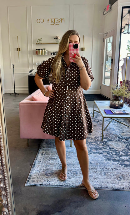Espresso Yourself Polka Dot Dress