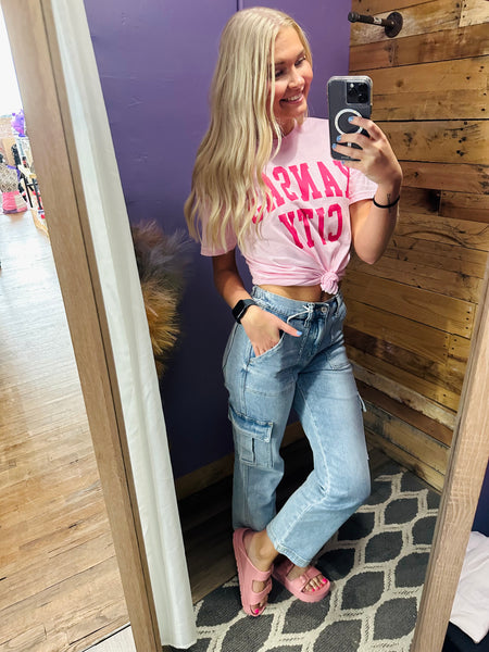CREATIVE HIGH RISE DAD CARGO JEANS