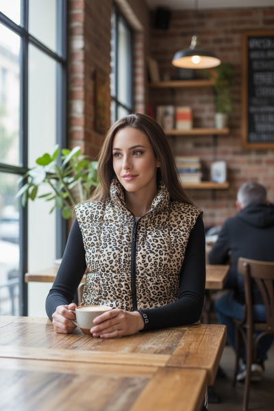 Felicity Leopard Puffer Vest