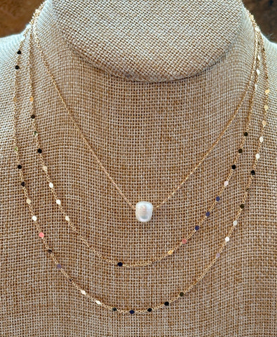Faux Pearl Triple Strand Necklace