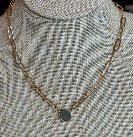 Druzy Stone Link Necklace