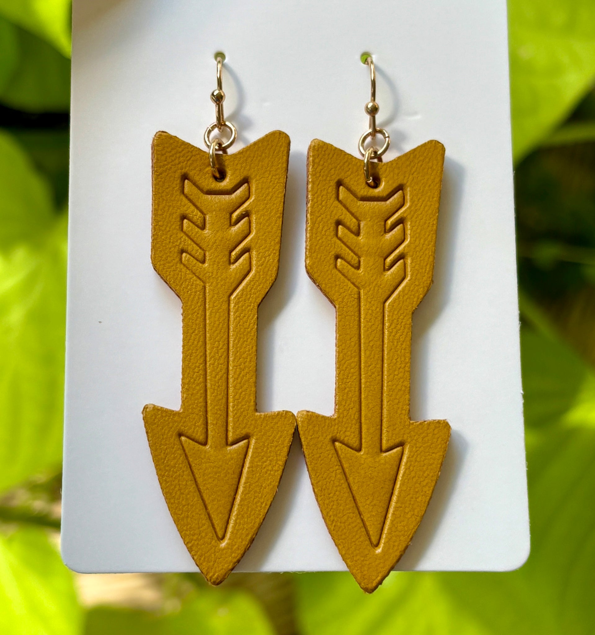 Faux Leather Arrow Earrings