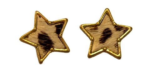 Cowhide Star Earrings