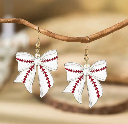 Baseball Bow Earrings