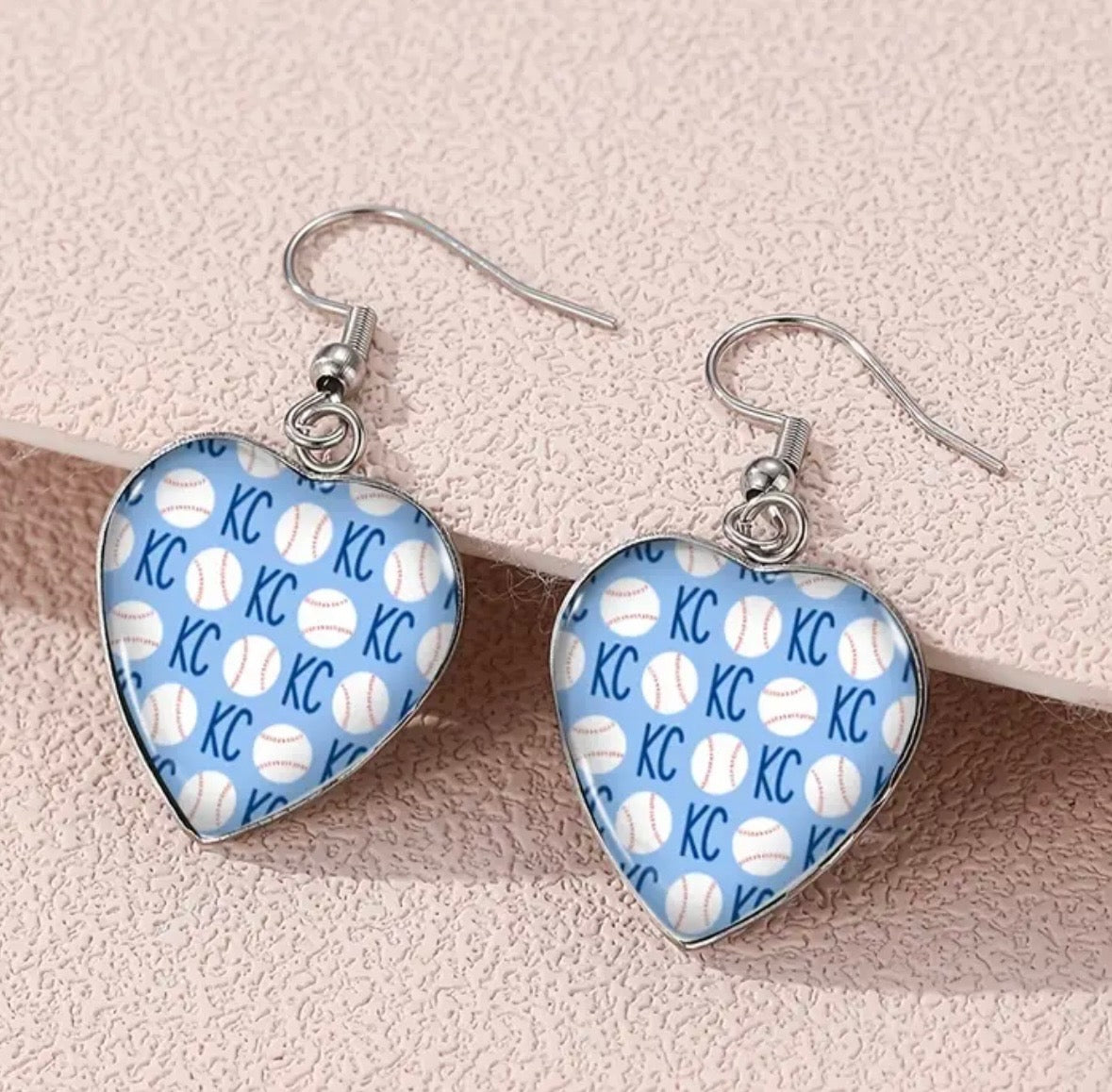 KC Baseball Heart Earrings