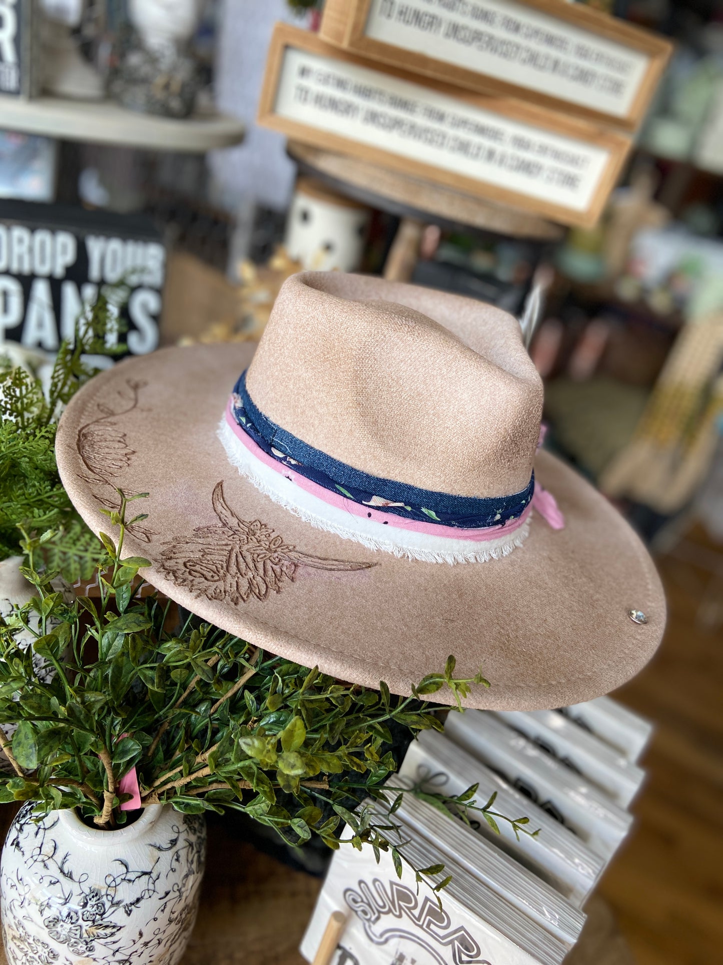 One of a Kind Burned Rancher Hat