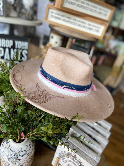 One of a Kind Burned Rancher Hat