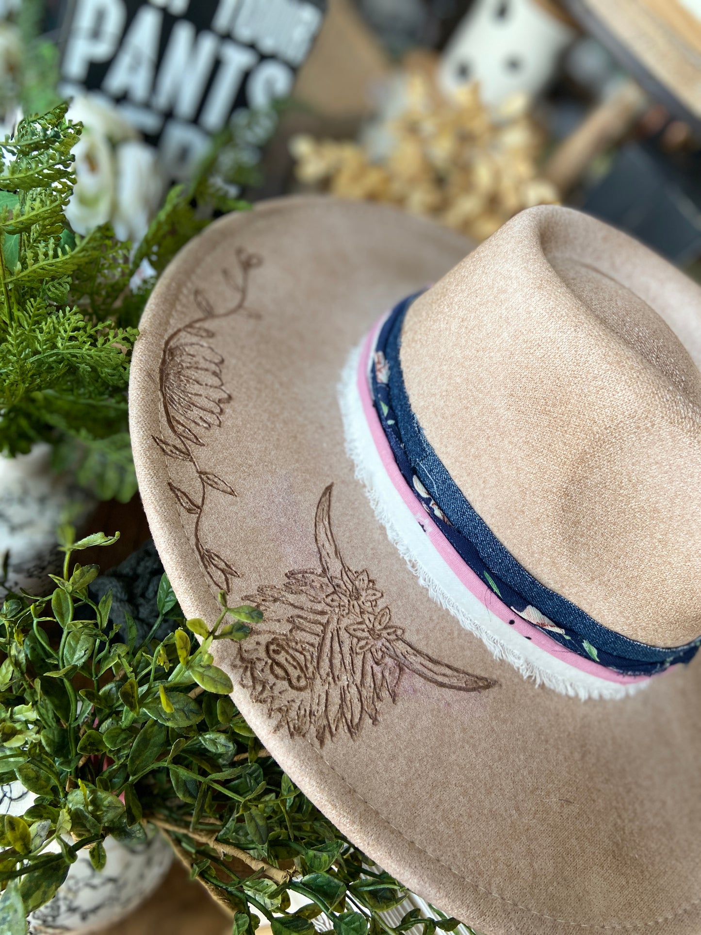 One of a Kind Burned Rancher Hat
