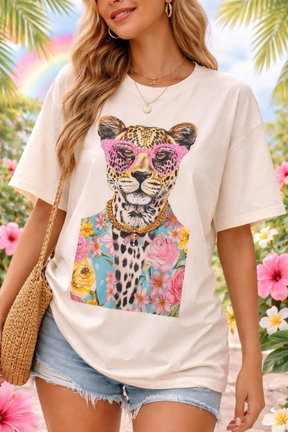 Leopard in Floral Suit Tee