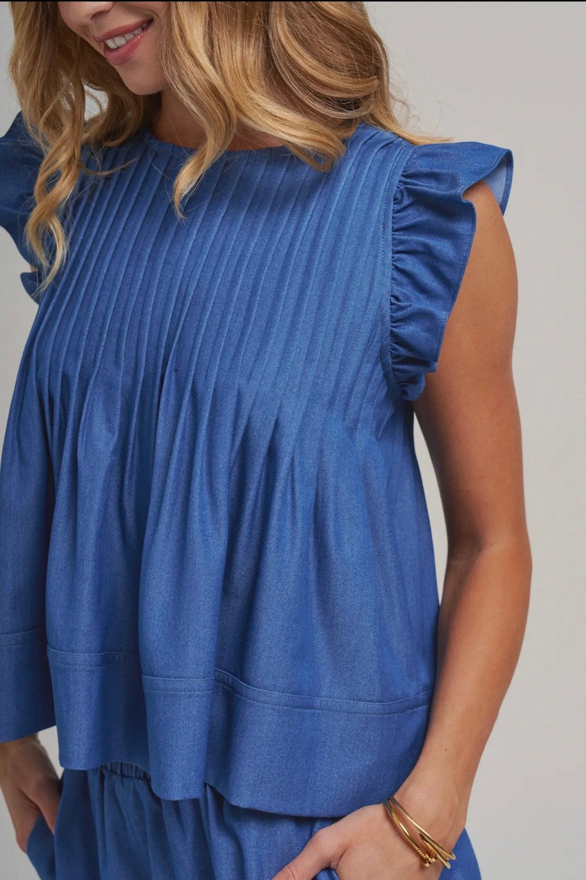 Weekend in Navy Pleated Set