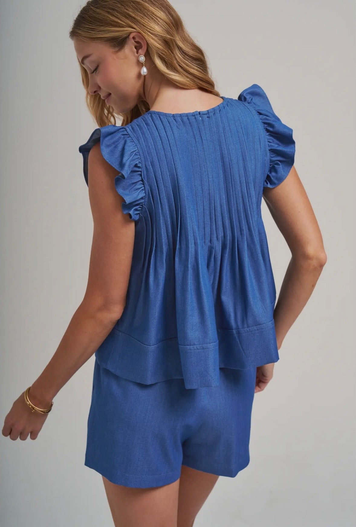 Weekend in Navy Pleated Set