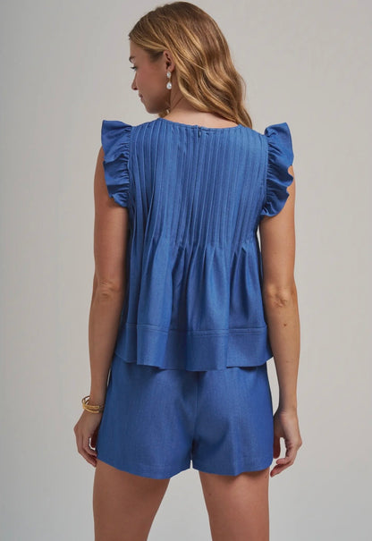 Weekend in Navy Pleated Set