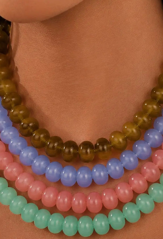 Chunky Beaded Natural Swirl Statement Necklace