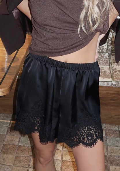 Midnight Romance Lace Accent Casual Shorts